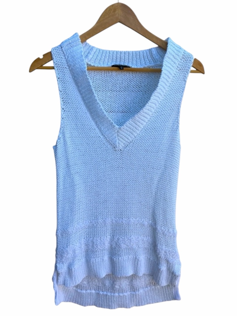 Rag & Bone Dina White Cotton Blend Open Knit Sweater Vest Tunic Cover Up Size M